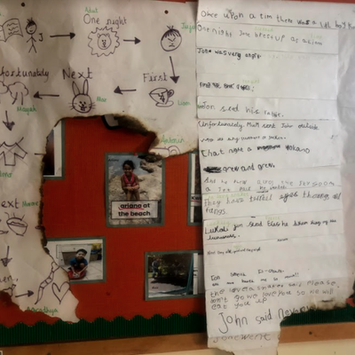 Year 1K - Notice board burnt